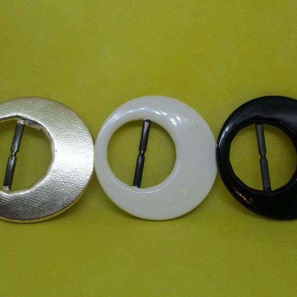 VTG 1980s Faux Leather & Silver Tone Metal Belt Buckle - Picture 2 of 7